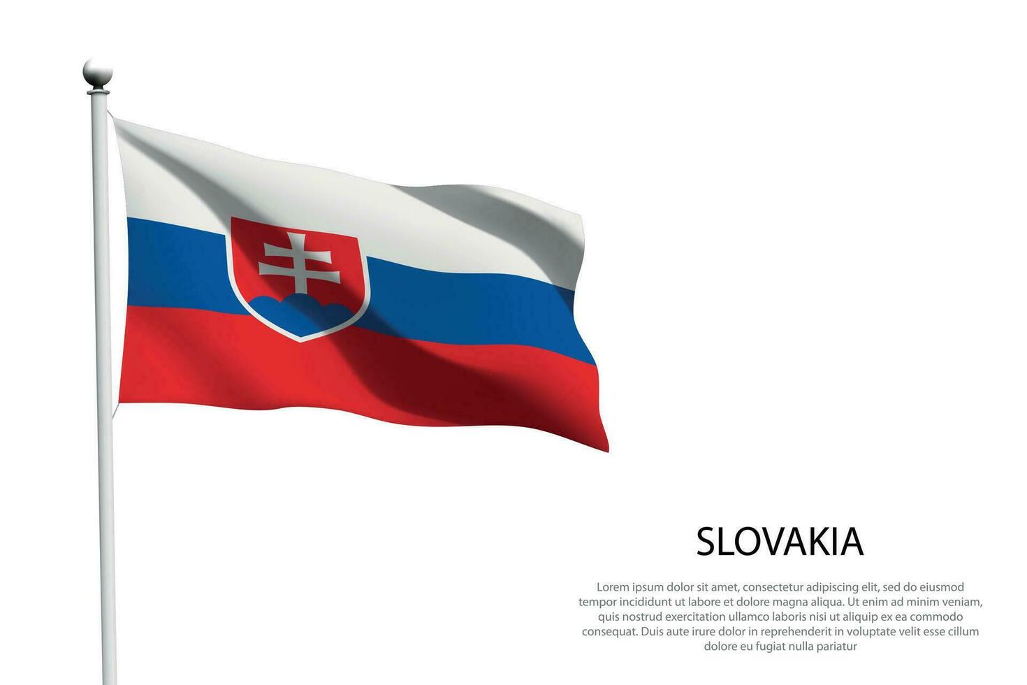 National flag Slovakia waving on white background vector