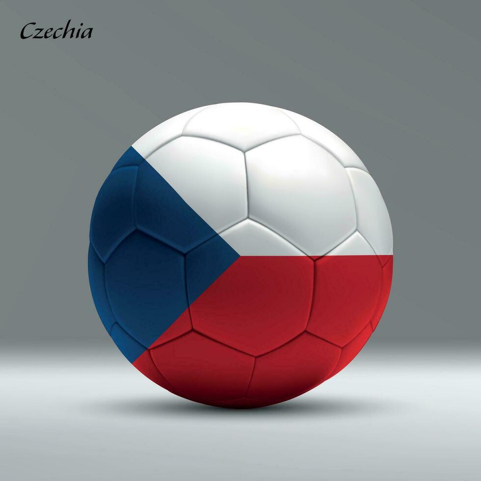 3d realistic soccer ball iwith flag of Czechia on studio background vector