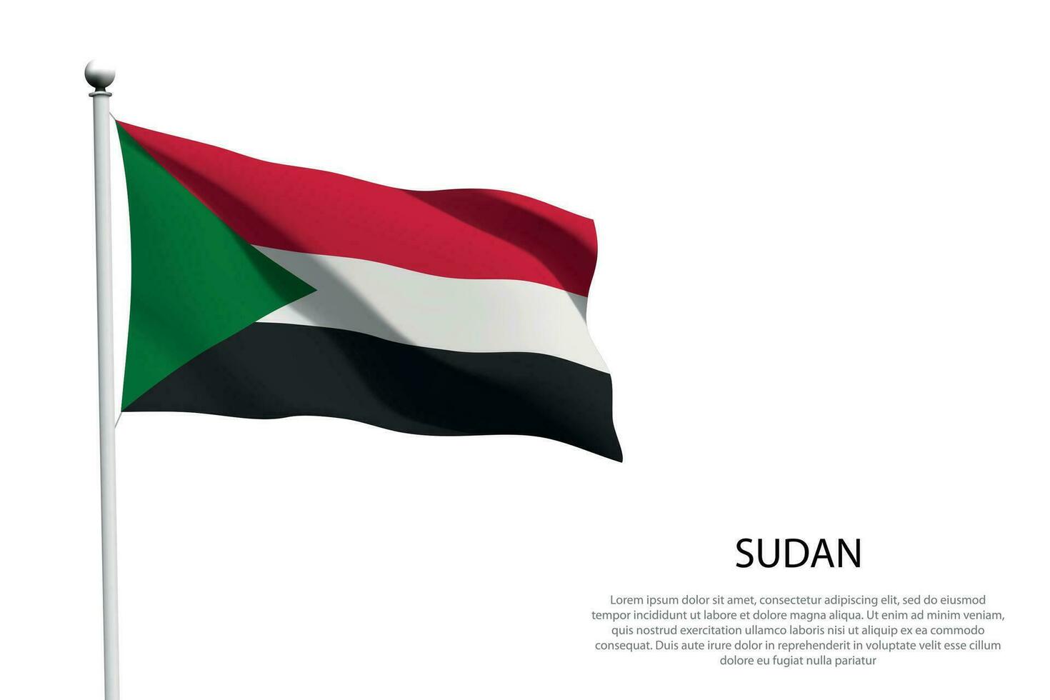National flag Sudan waving on white background vector