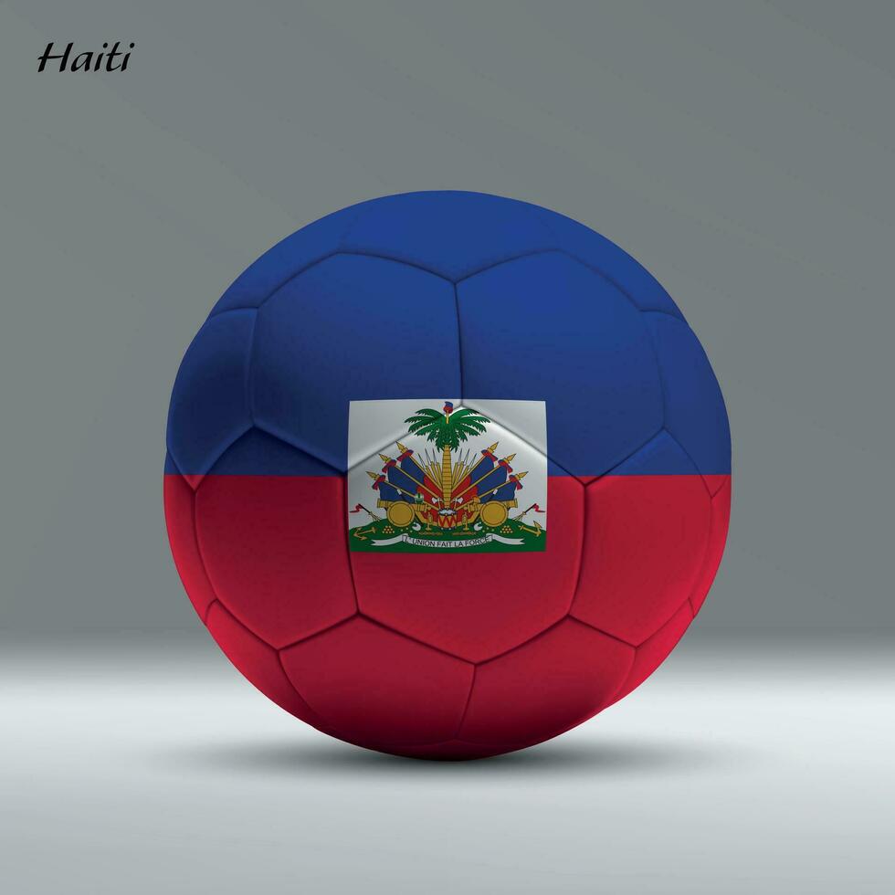 3d realistic soccer ball iwith flag of Haiti on studio background vector