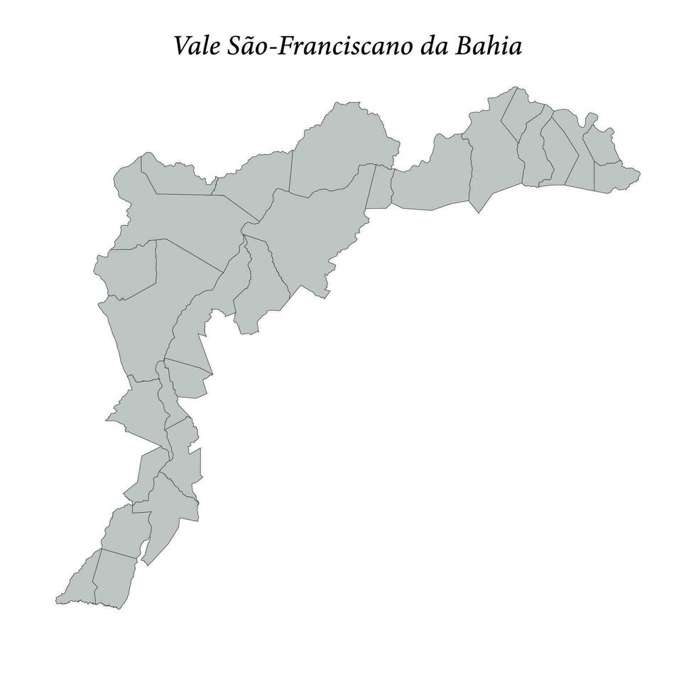 mapa de centro-norte valle sao-franciscano da bahia es un mesorregión en bahia con fronteras municipios vector