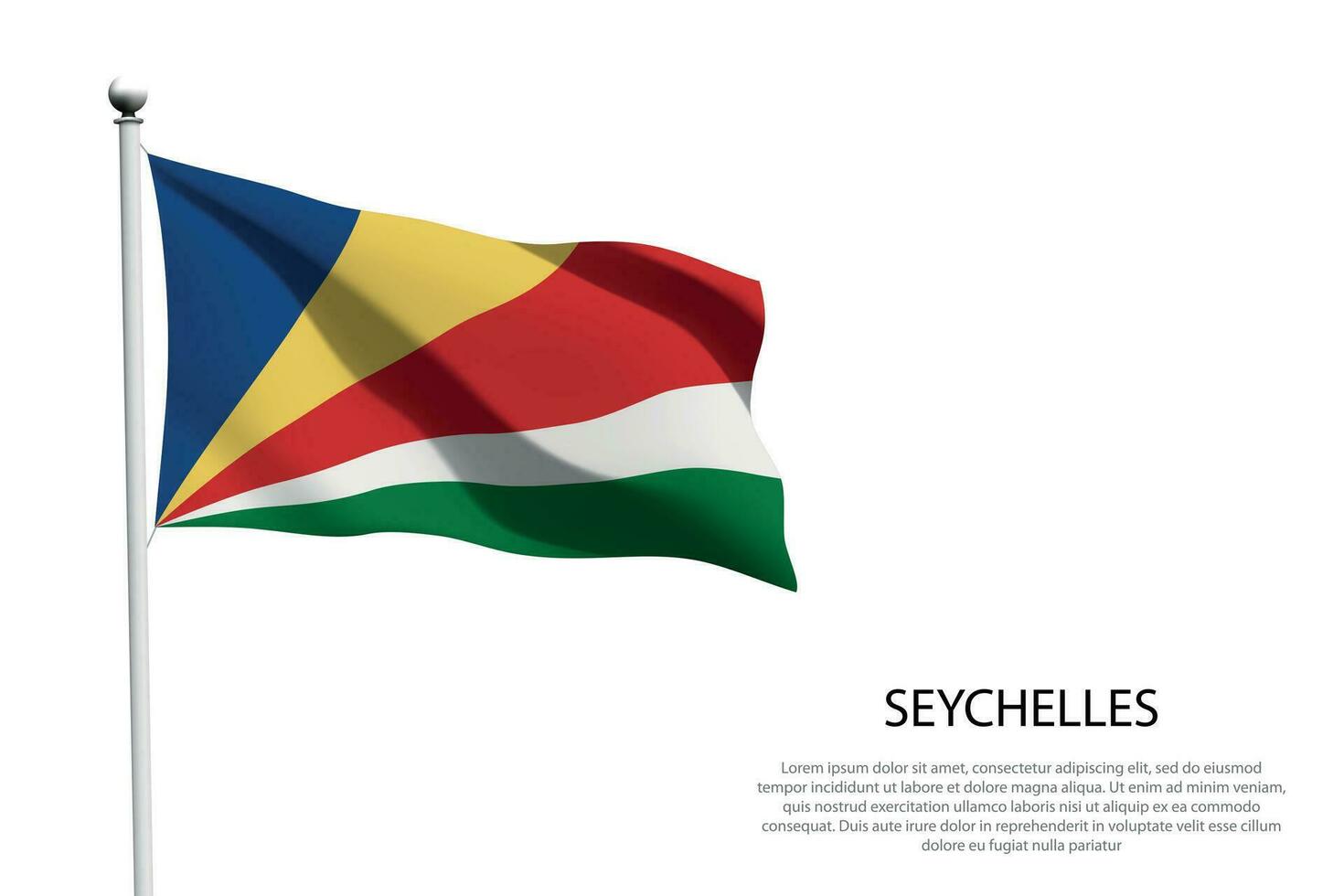 nacional bandera seychelles ondulación en blanco antecedentes vector