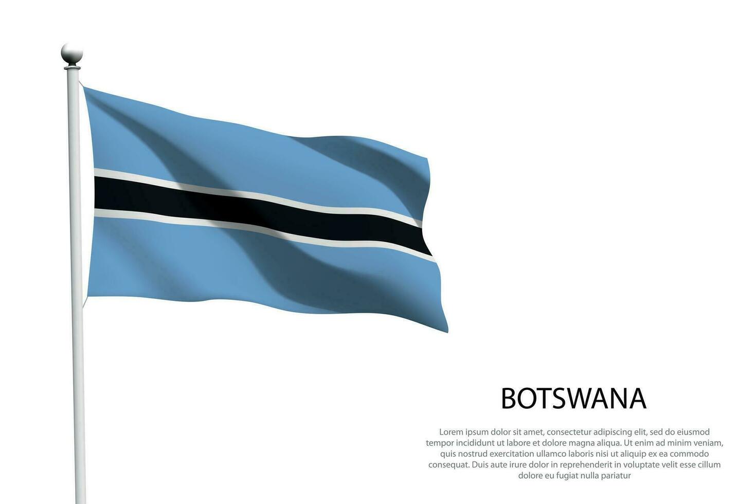 nacional bandera Botswana ondulación en blanco antecedentes vector