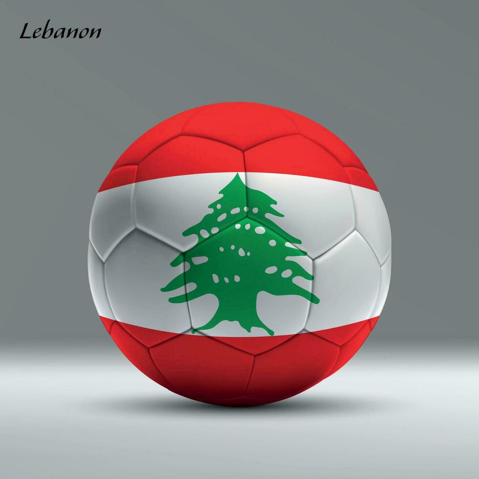 3d realistic soccer ball iwith flag of Lebanon on studio background vector