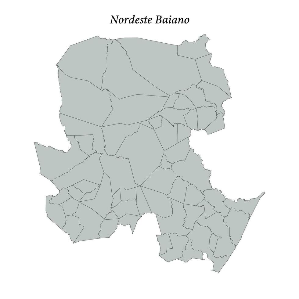 mapa de nordeste baiano es un mesorregión en bahia con fronteras municipios vector