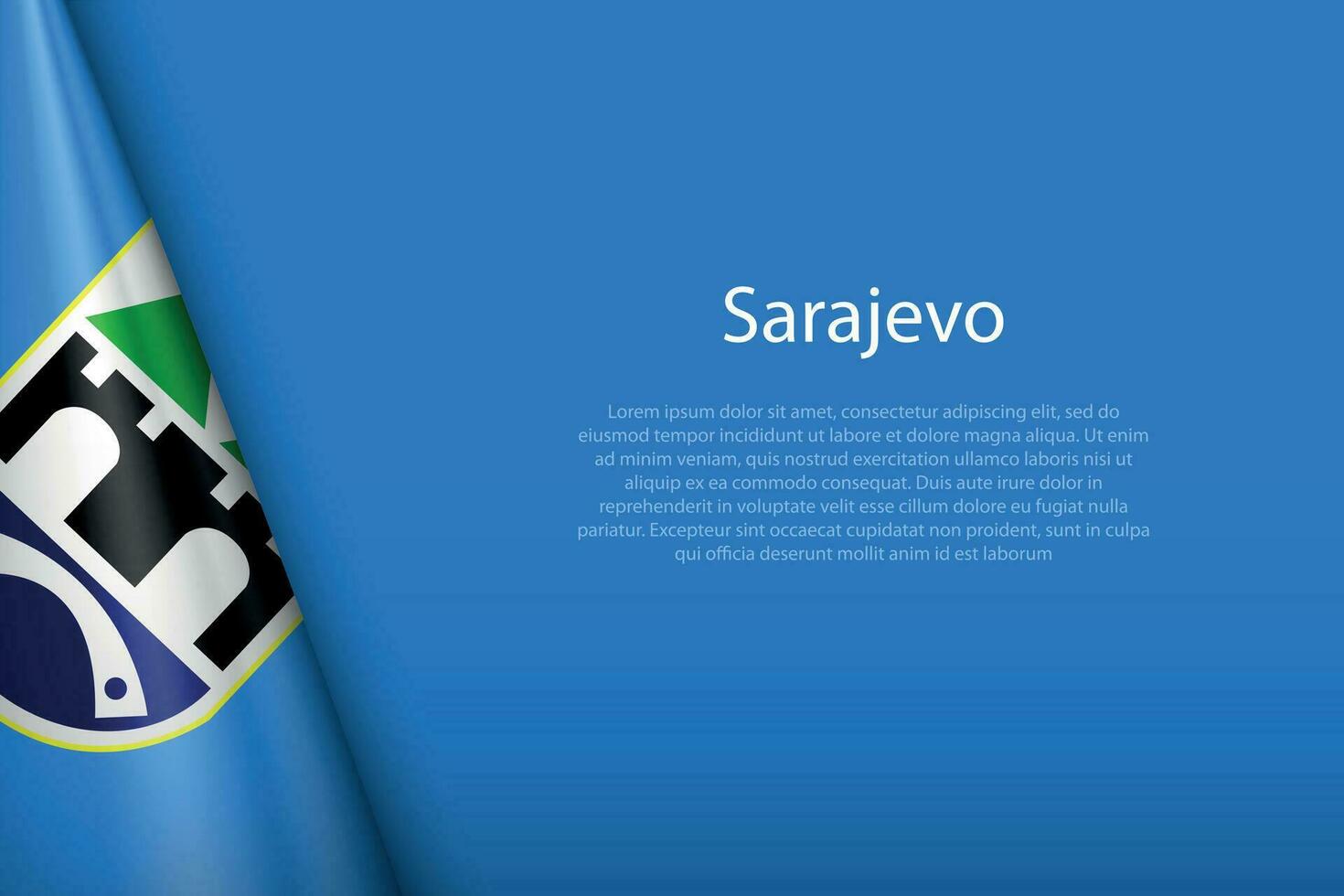 3d flag of Sarajevo, is a city of Bosnia vector