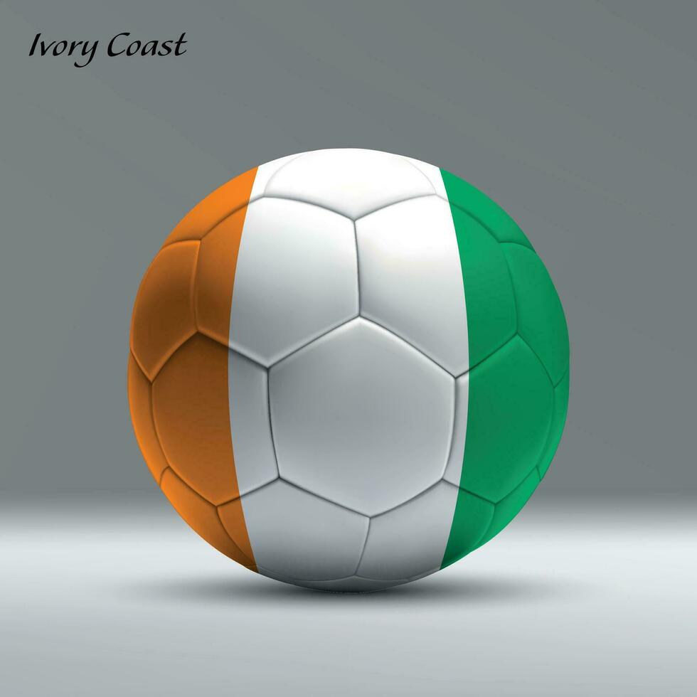 3d realistic soccer ball iwith flag of Ivory Coast on studio background vector