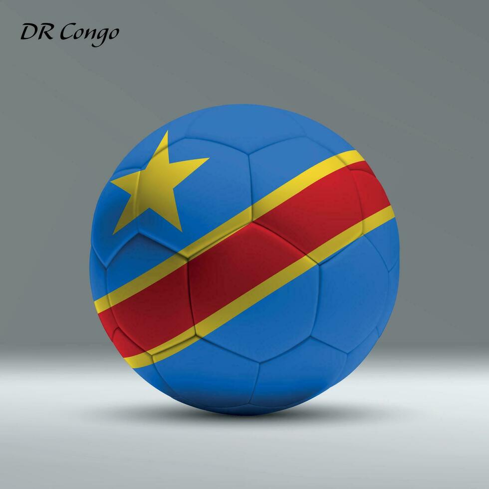 3d realistic soccer ball iwith flag of DR Congo on studio background vector