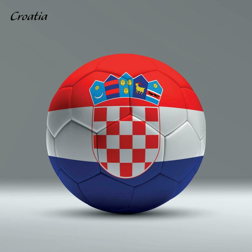 3d realista fútbol pelota yo con bandera de Croacia en estudio antecedentes vector