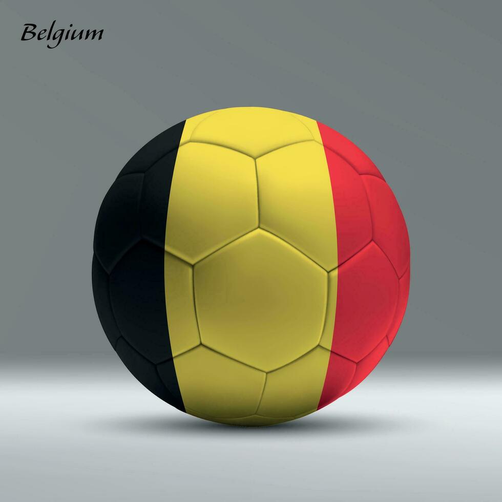 3d realistic soccer ball iwith flag of Belgium on studio background vector