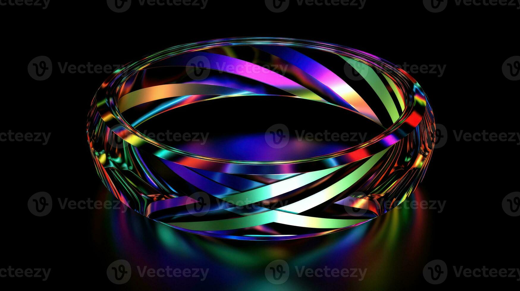 AI generated A neon ring with vibrant, colorful stripes. Generative AI photo