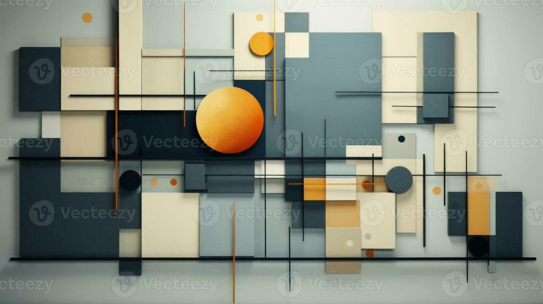 AI generated Abstract art vibrant orange and black shapes intertwine, creating a visually captivating composition. Generative AI photo