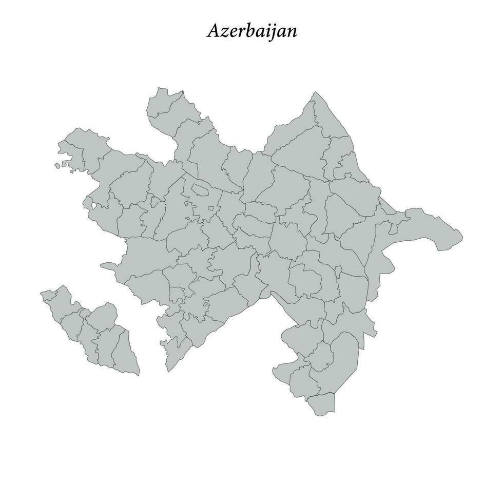 Simple flat Map of Azerbaijan with borders vector