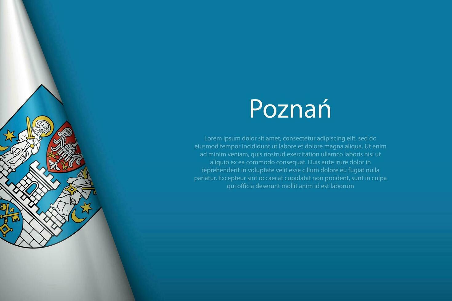 3d flag of Poznan, is a city of Poland vector