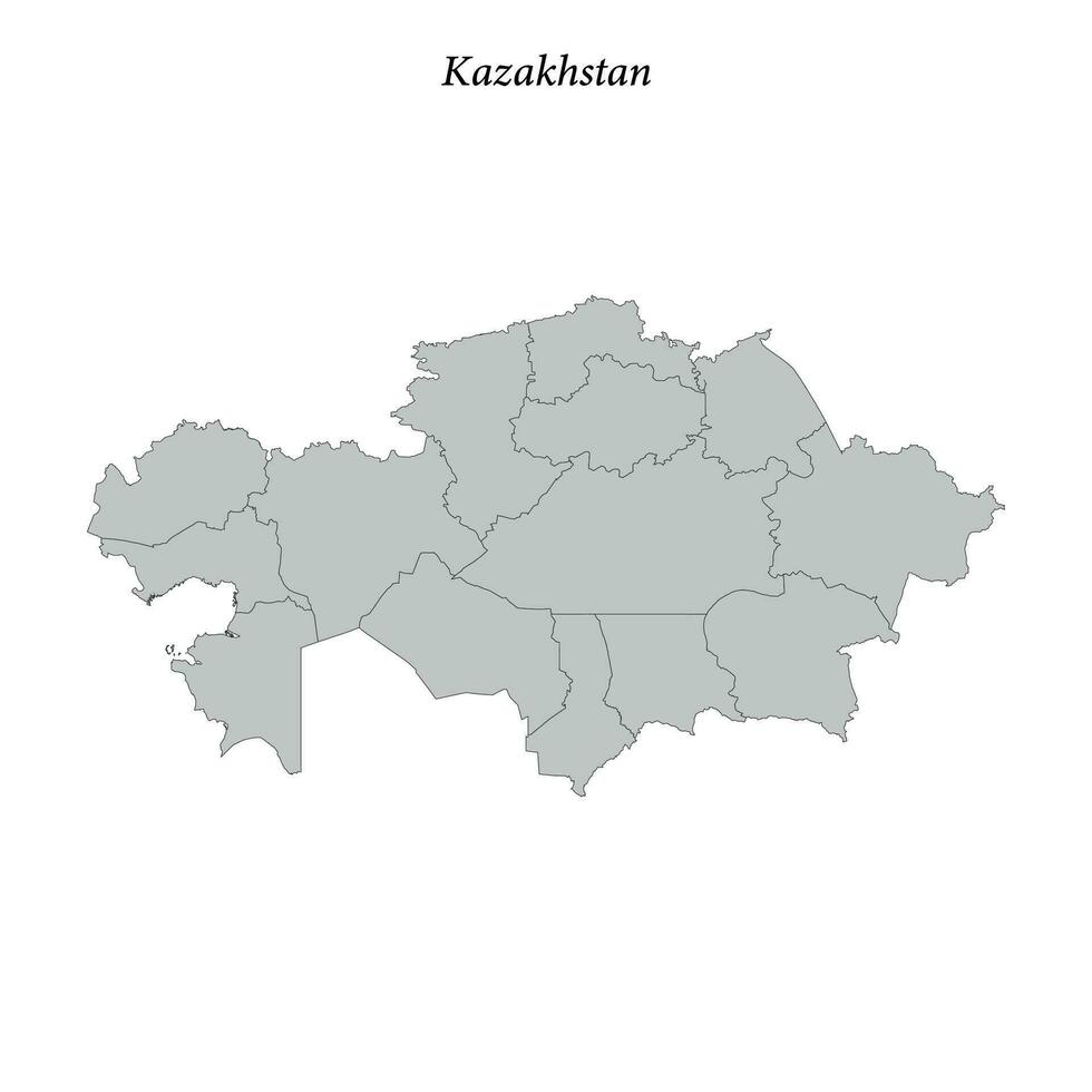 Simple flat Map of Kazakhstan with borders vector