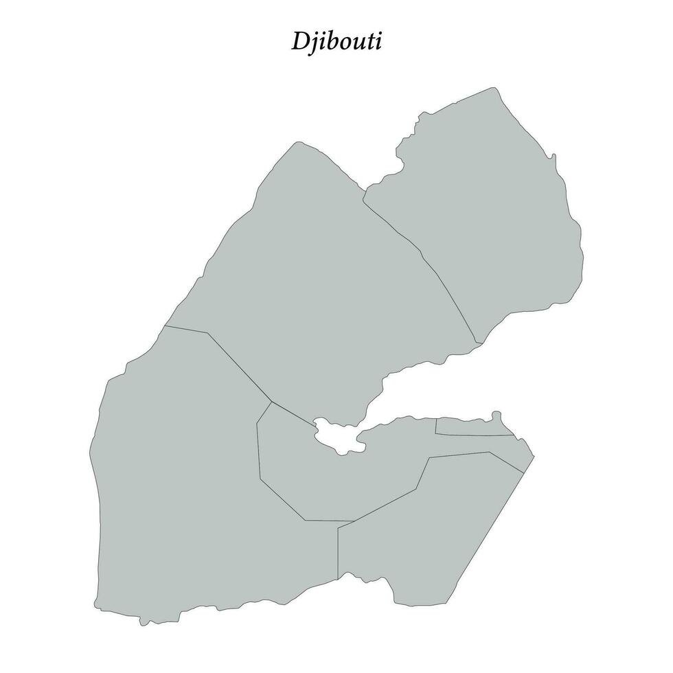 sencillo plano mapa de djibouti con fronteras vector
