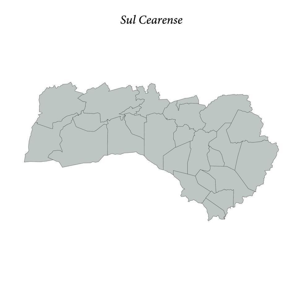 map of Sul Cearense is a mesoregion in Ceara with borders municipalities vector