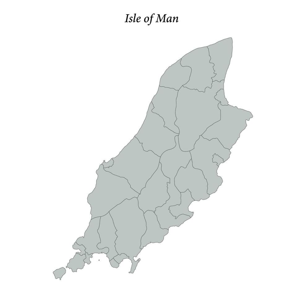 sencillo plano mapa de isla de hombre con fronteras vector