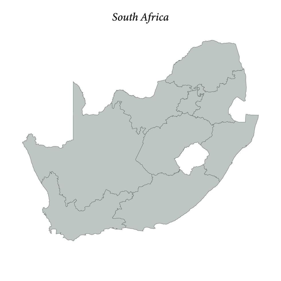 Simple flat Map of South Africa with borders vector