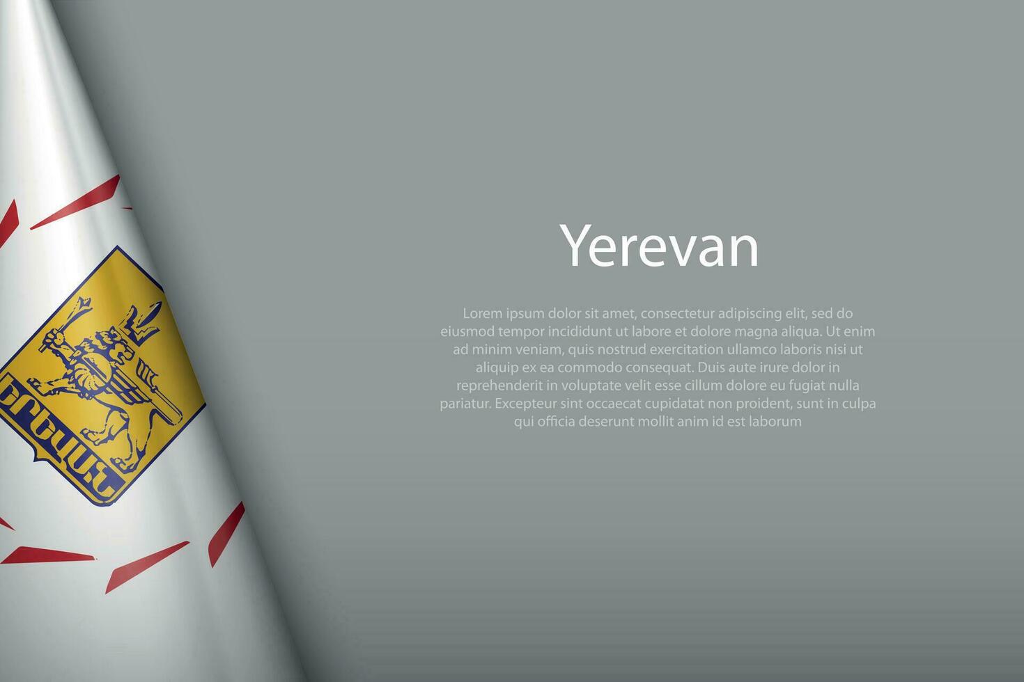 3d flag of Yerevan, is a city of Armenia vector