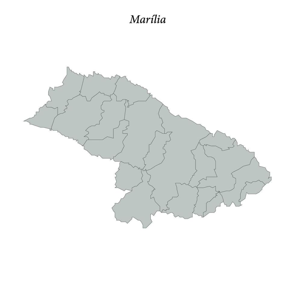 map of Marilia is a mesoregion in Sao Paulo with borders municipalities vector