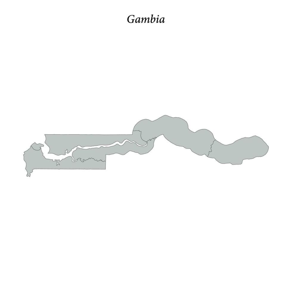 Simple flat Map of Gambia with borders vector
