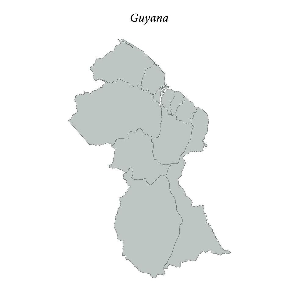 Simple flat Map of Guyana with borders vector