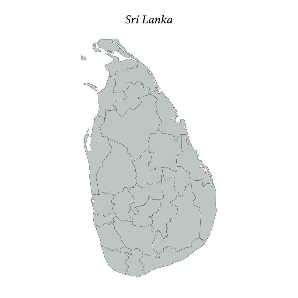 Simple flat Map of Sri Lanka with borders vector