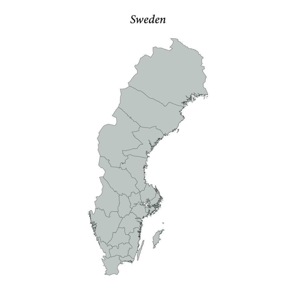 Simple flat Map of Sweden with borders vector