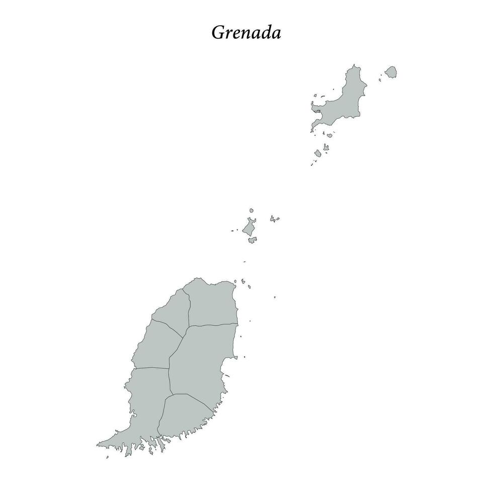 Simple flat Map of Grenada with borders vector