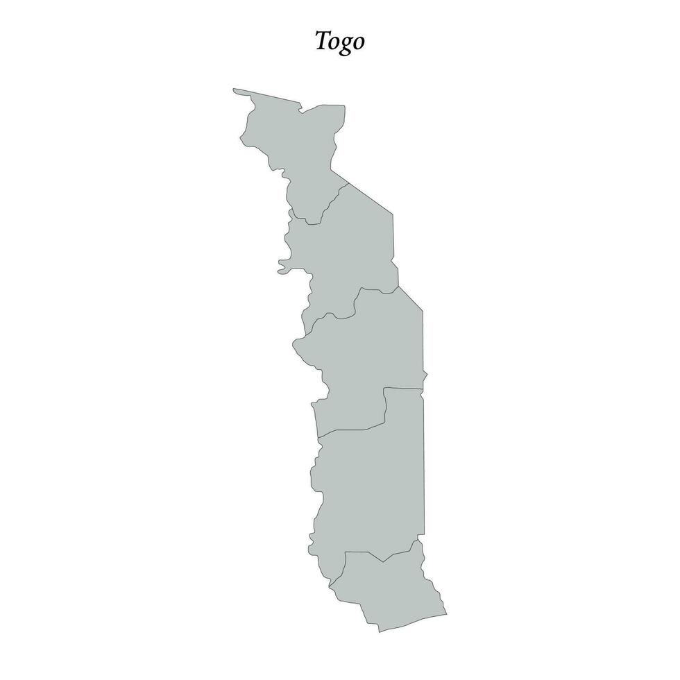 Simple flat Map of Togo with borders vector