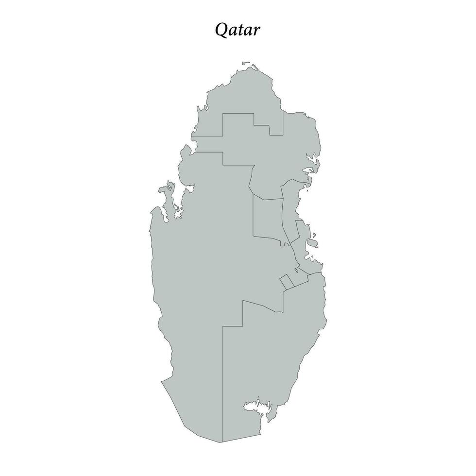 Simple flat Map of Qatar with borders vector