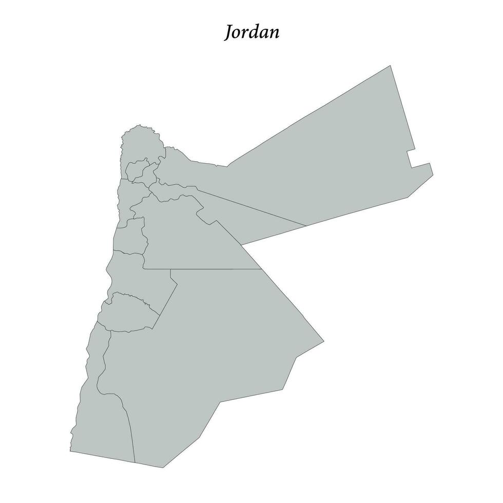 sencillo plano mapa de Jordán con fronteras vector