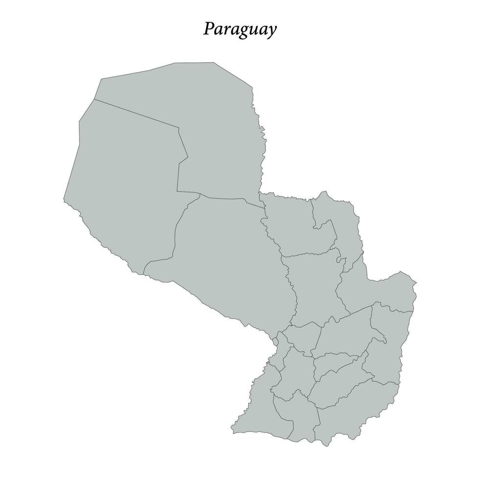 sencillo plano mapa de paraguay con fronteras vector