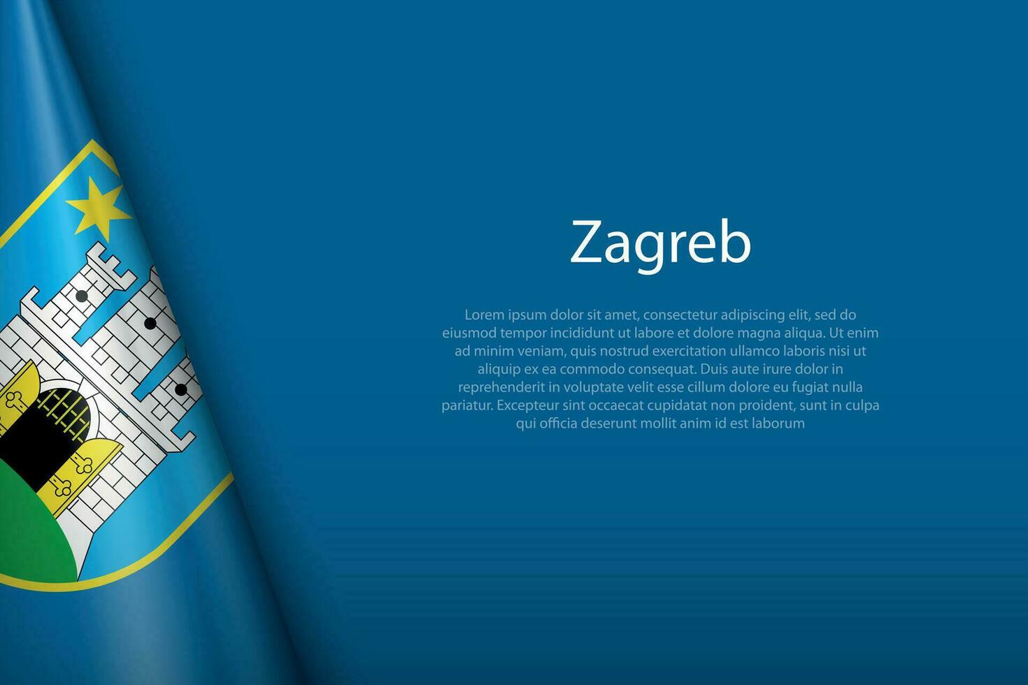 3d flag of Zagreb, is a city of Croatia vector