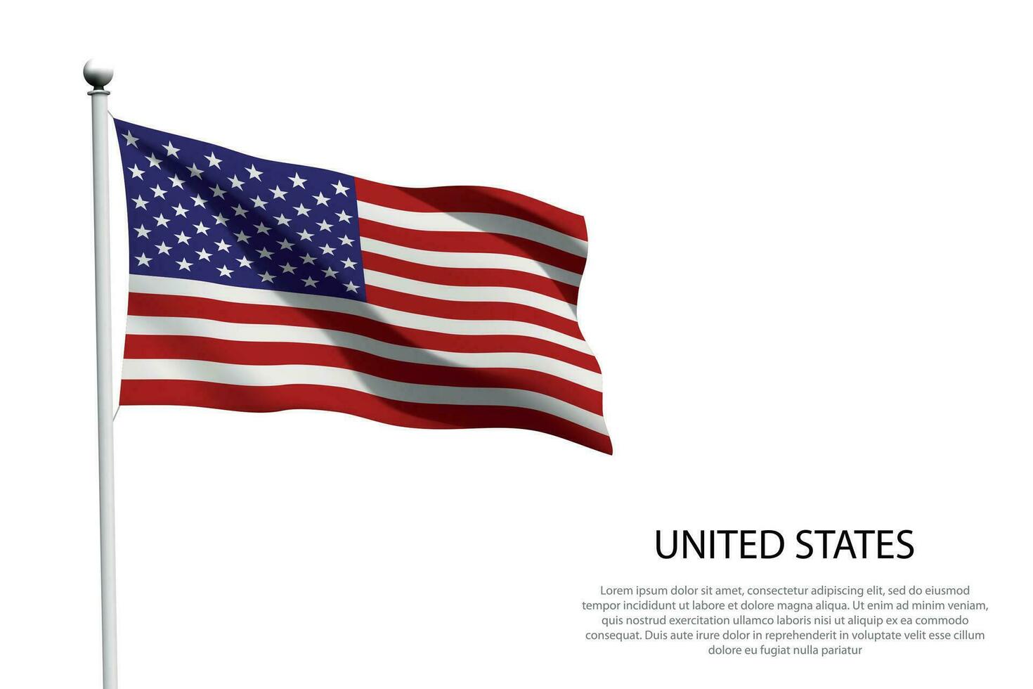 National flag United States waving on white background vector