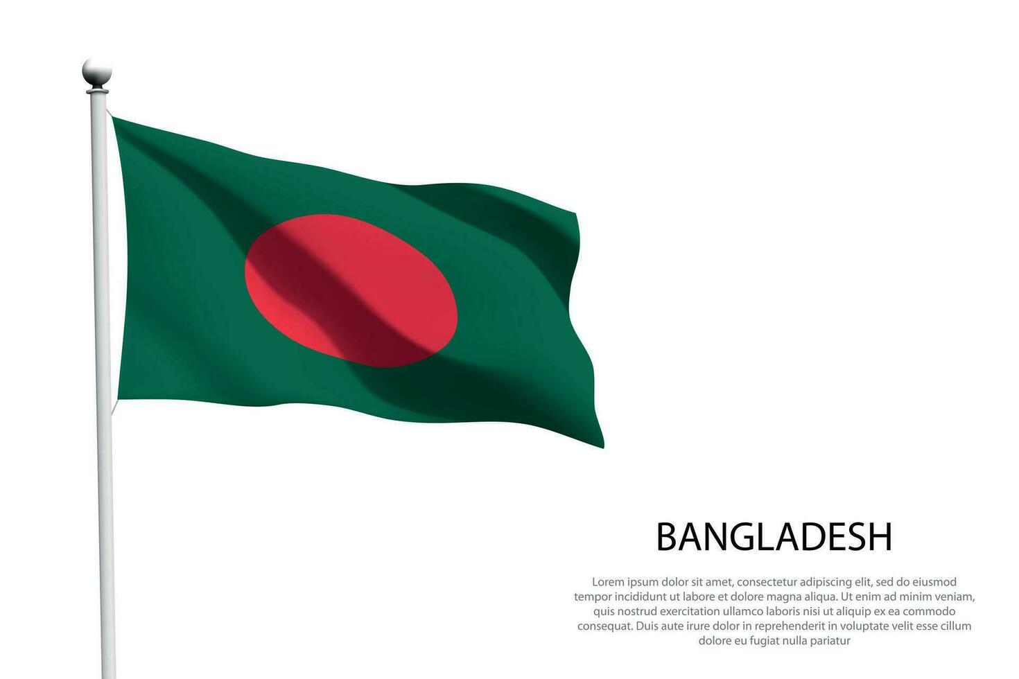 national flag Bangladesh waving on white background vector