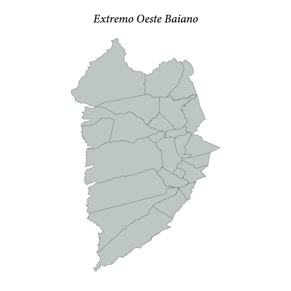 map of Extremo Oeste Baiano is a mesoregion in Bahia with borders municipalities vector