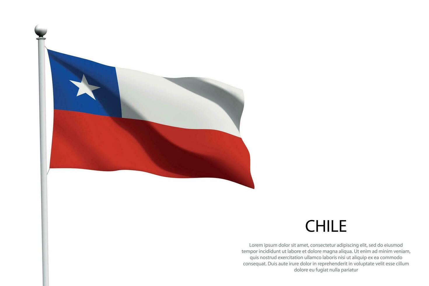 nacional bandera Chile ondulación en blanco antecedentes vector