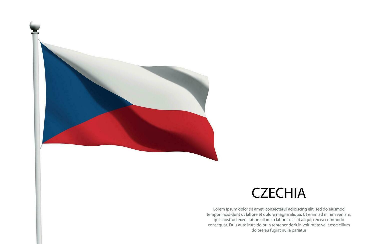 National flag Czechia waving on white background vector