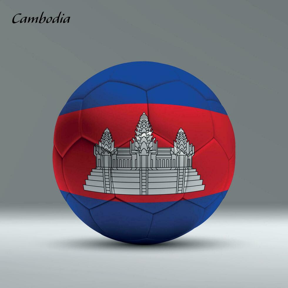 3d realistic soccer ball iwith flag of Cambodia on studio background vector