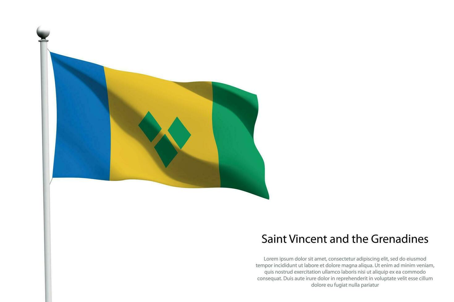 National flag Saint Vincent and the Grenadines waving on white background vector