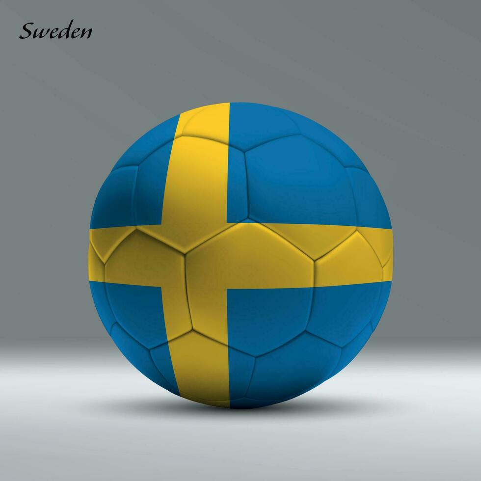 3d realistic soccer ball iwith flag of Sweden on studio background vector