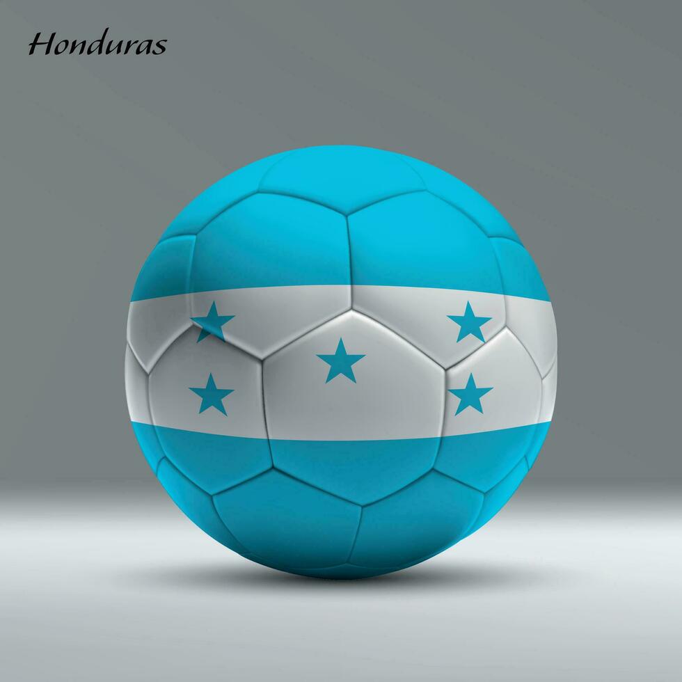 3d realistic soccer ball iwith flag of Honduras on studio background vector