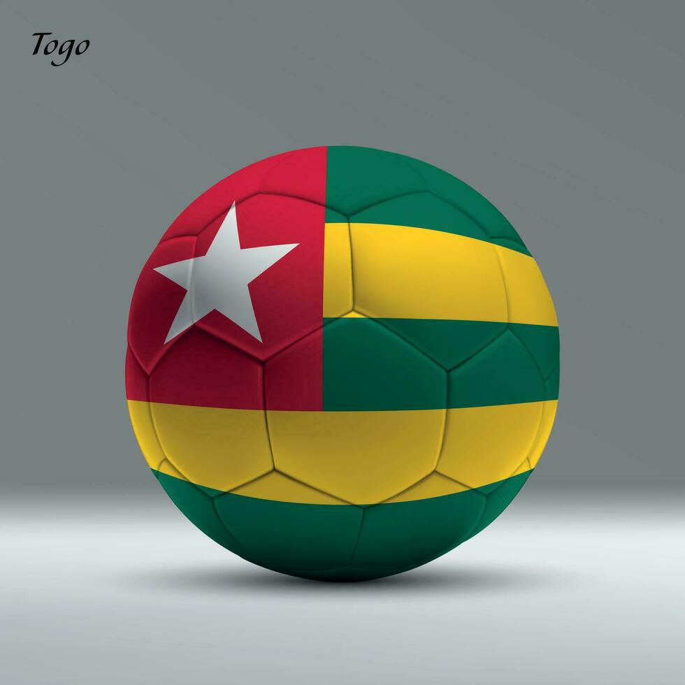 3d realistic soccer ball iwith flag of Togo on studio background vector