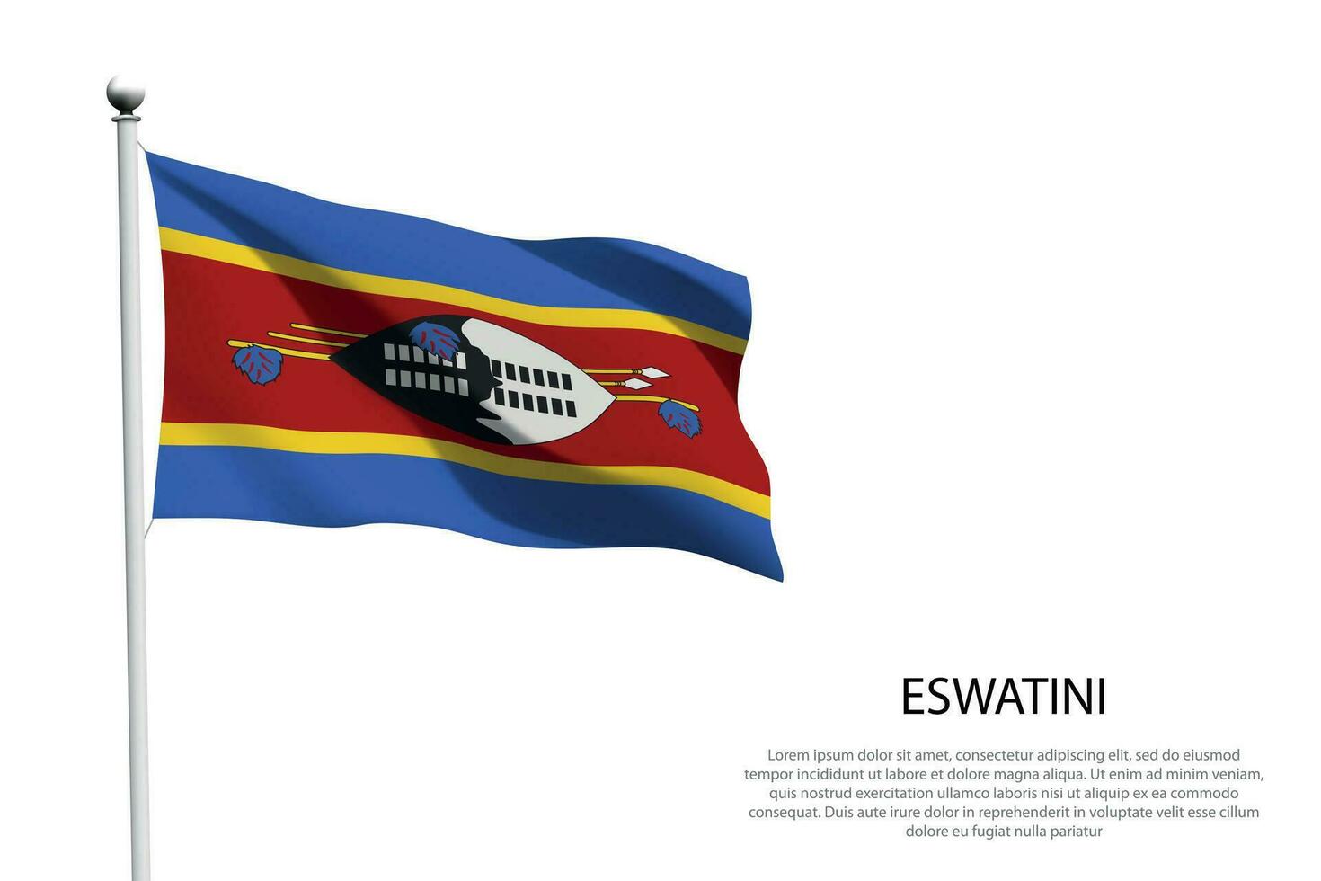 National flag Eswatini waving on white background vector