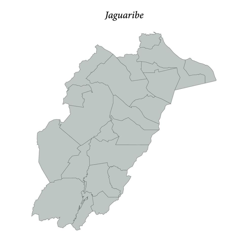 mapa de jaguaribe es un mesorregión en ceara con fronteras municipios vector