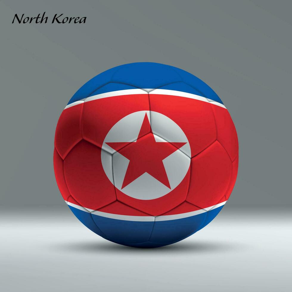 3d realista fútbol pelota yo con bandera de norte Corea en estudio antecedentes vector