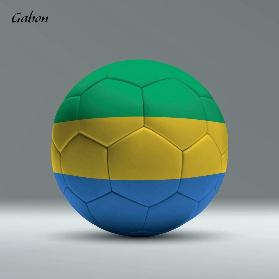 3d realistic soccer ball iwith flag of Gabon on studio background vector