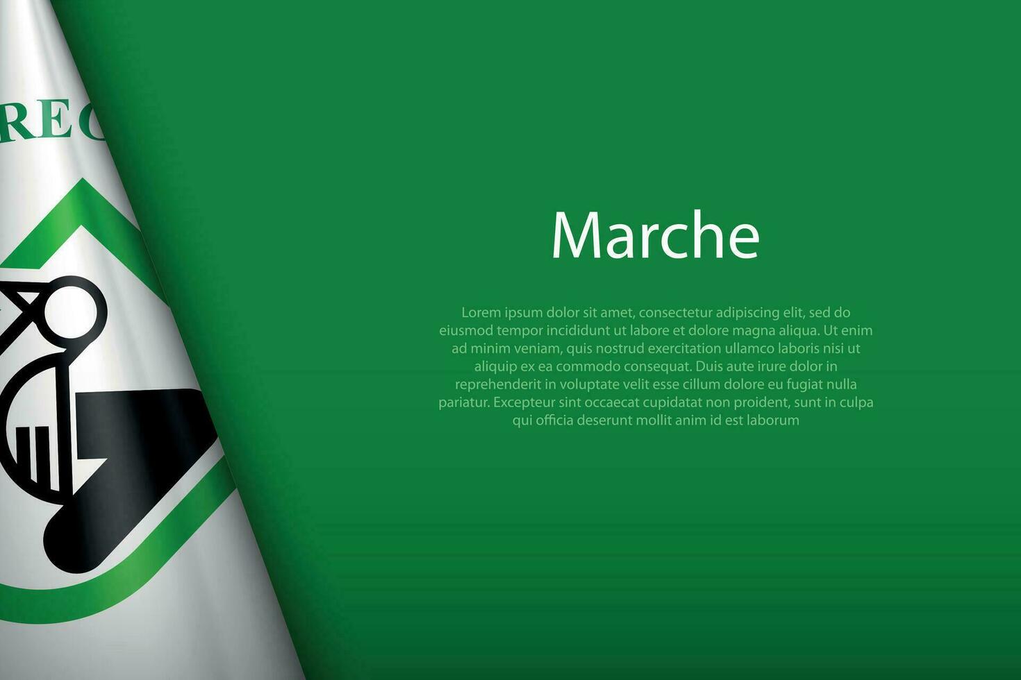 bandera marcha, región de Italia, aislado en antecedentes con copyspace vector